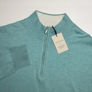 NEW Peter Millar Whitaker Quarter Zip Sweater Mens Medium Cloud Blue 1/4 Crown